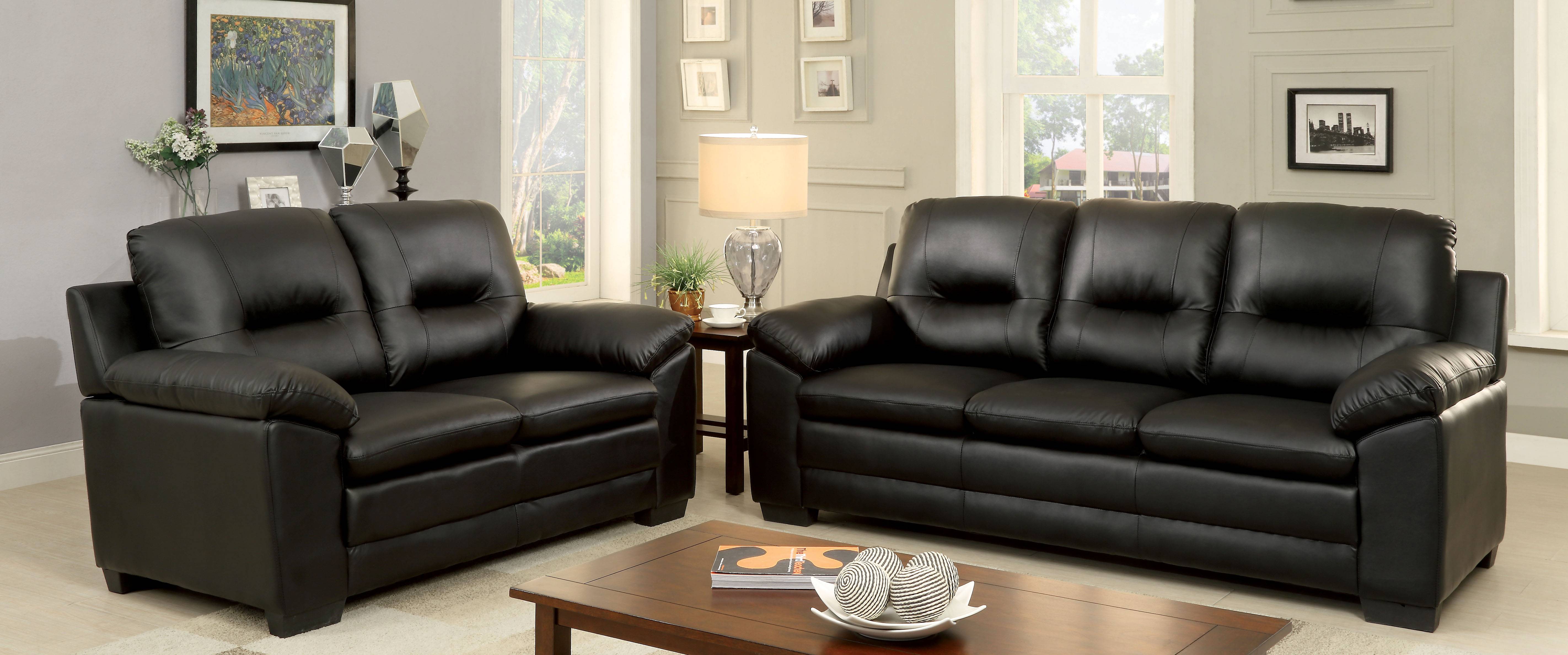 Tory Contemporary Tufted Back Sofa in Black